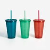 Kubek plastikowy ze słomką czerwony 500 ml - 3