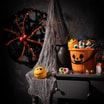 Dekoracja halloween PAJĘCZYNA czarno-pomarańczowa 50 cm - 6
