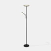 Lampa podłogowa ledowa czarna skierowana ku górze.