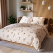 Pościel satynowa w kwiaty DUSORIA beż, 220x200 cm - 1