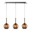 Lampa wisząca 3 szklane klosze miedź MONIC - 1