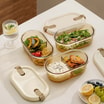 Pojemnik lunchbox, szklany, z przegródką, 700 ml - 2