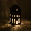 Dekoracja filcowy domek LED, szary, 28 cm, MIX - 3