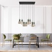 Lampa wisząca 8 kloszy prostokątna podstawa SOPHIA GREEN COGNAC - 8