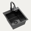 Komplet zlewozmywak QUADRON czarny AVENIR SMART 40X45 cm z baterią - 1