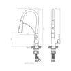 Bateria elastyczna 2 strumienie wody czarny chrom LAVEO RATIO - 2