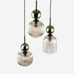 Lampa wisząca 3 klosze okrągła podstawa SOPHIA GREEN COGNAC - 3