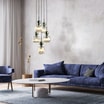 Lampa wisząca 5 kloszy okrągła podstawa SOPHIA GREEN COGNAC - 7