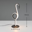 Lampa stołowa ledowa czarna z wymiarami widoczna od boku.