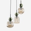 Lampa wisząca 3 klosze okrągła podstawa SOPHIA GREEN COGNAC - 4