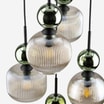 Lampa wisząca 5 kloszy okrągła podstawa SOPHIA GREEN COGNAC - 5