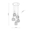 Lampa wisząca 5 kloszy okrągła podstawa SOPHIA COGNAC - 6