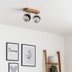 Lampa sufitowa 2 reflektory dąb olejowany czarna BALL WOOD - 2