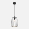 Lampa wisząca czarna jasne drewno TRAD I klosz 38 cm - 1