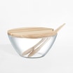 Salaterka z drewnianą pokrywą i sztućcami 23 cm - 1