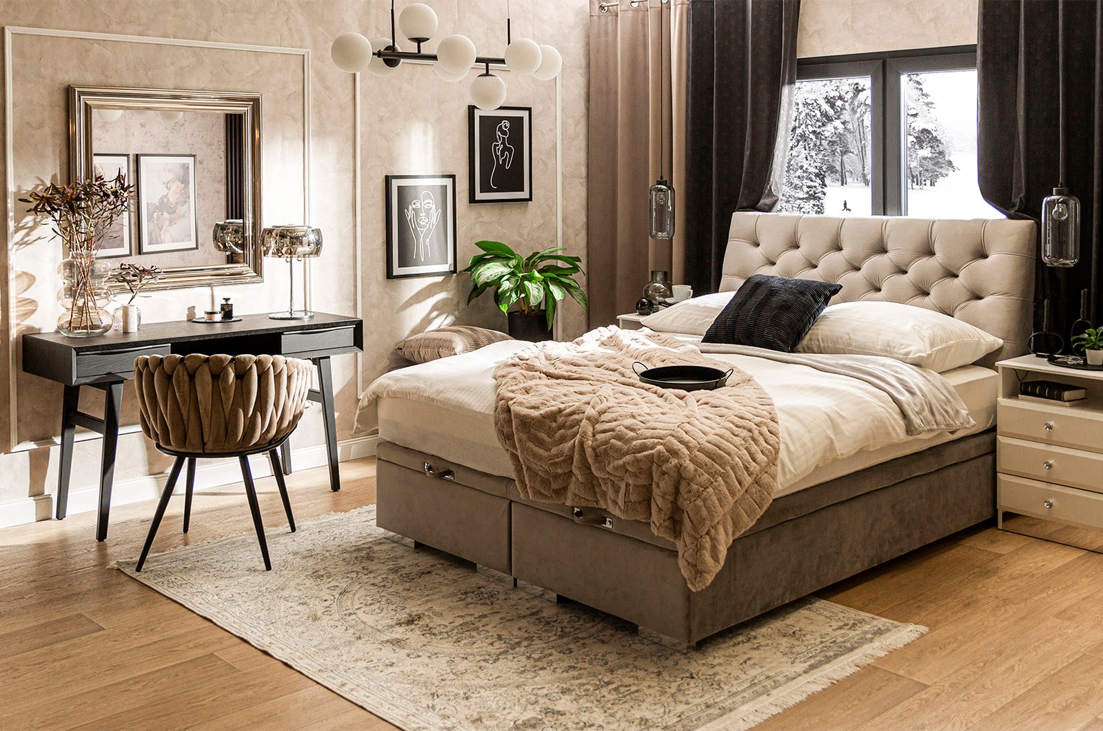 Sypialnia w stylu transitional