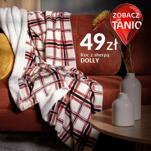 Baner reklamowy: Zobacz Jak Tanio Koc z sherpą kremowy model Dolly, w rozmiarze 150x200 cm dostępny na www.agatameble.pl.