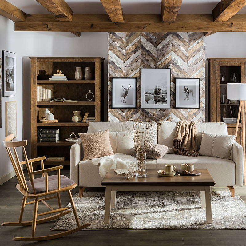 Przytulny salon w stylu farmhouse