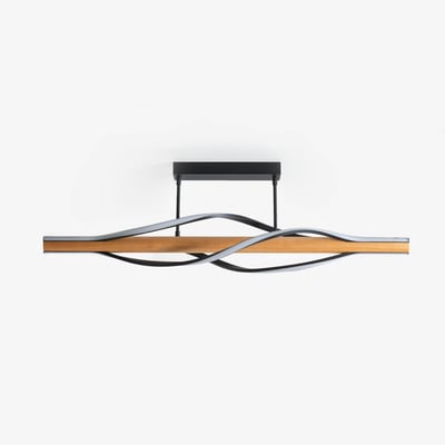 Lampa sufitowa LED drewniana czarna BAEZ