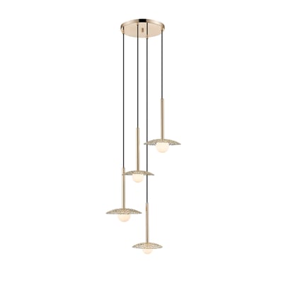 Lampa wisząca 4 klosze złota NICOSIA 161 cm