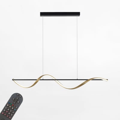 Lampa wisząca LED Wi-Fi czarno-złota Q-SWING z pilotem