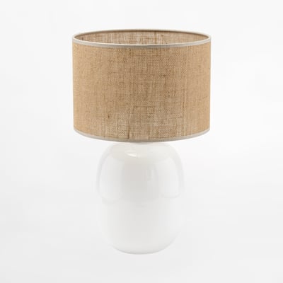 Lampa stołowa biała z abażurem juta MELODY
