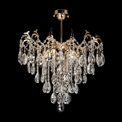 Lampa kryształowa sufitowa glamour złota fi 58 cm