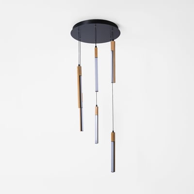 Lampa wisząca LED podstawa okrągła czarna drewniana ELIOT VI