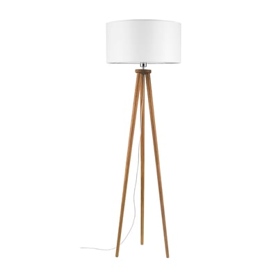 Lampa na drewnianym trójnogu abażur biały ENNIE