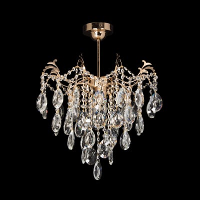 Lampa kryształowa sufitowa glamour złota fi 50 cm