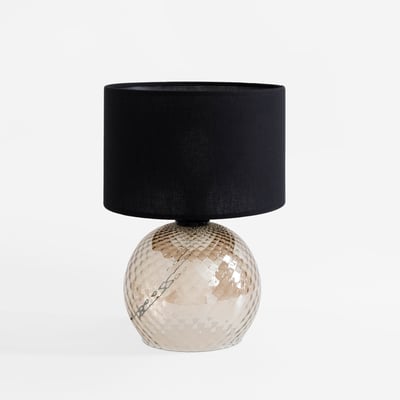 Lampa stołowa bursztynowa abażur czarny BRISTOL FUME