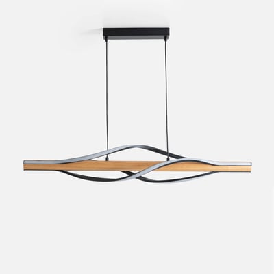 Lampa wisząca LED drewniana czarna BAEZ