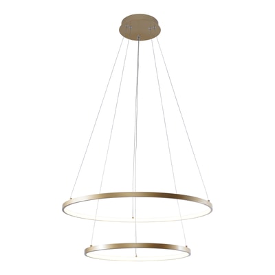 Lampa wisząca LED 2 pierścienie złota BRENO 60 cm