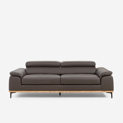 Sofa z regulowanymi zagłówkami skórzana ciemnobrązowa MERLO