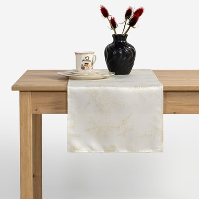 Bieżnik w świąteczne gałązki ecru 40x120 cm IVORY
