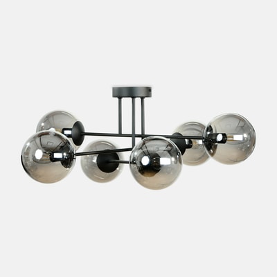 Lampa sufitowa 6 kulistych kloszy czarna RICO