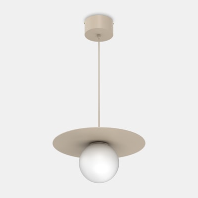FLAT lampa wisząca, kulisty klosz, beżowa