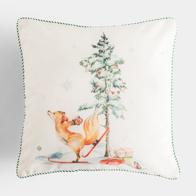 Poszewka świąteczna lisek biała 45x45 cm WINTER FOREST