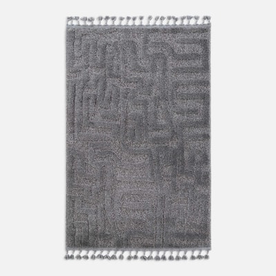 Dywan geometryczny LA CASA FRINGLE szary 120x170 cm