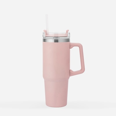 Kubek termiczny do samochodu z uchwytem różowy 880 ml