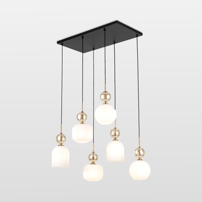 Lampa wisząca z 6 kloszami biało-czarna SOPHIA