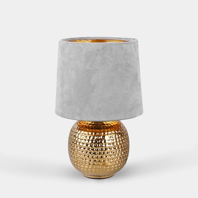 Lampa stołowa z abażurem popielato-złota SOPHIA R50821011 