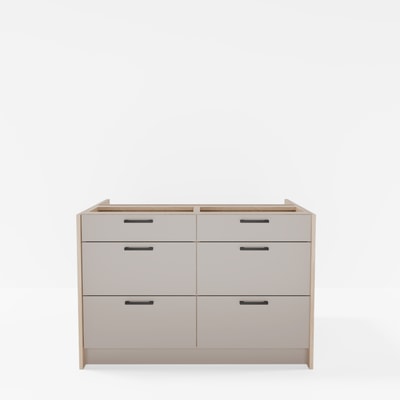 Wyspa kuchenna, SALVINA, 2 szafki 60 cm, 6 szuflad, korpus dąb cremona, fronty clay grey, bez blatu