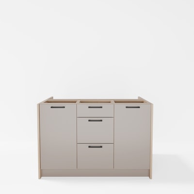 Wyspa kuchenna, SALVINA, 3 szafki 40 cm z półkami i 3 szufladami, korpus dąb cremona, fronty clay grey, bez blatu