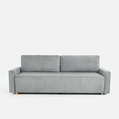 Sofa sztruksowa rozkładana popielata DIEGO
