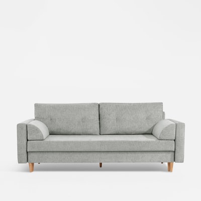 Sofa rozkładana na drewnianych nóżkach, jasnoszara RAGNA