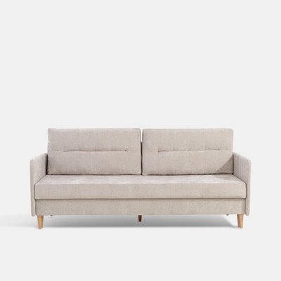Sofa 3-osobowa rozkładana, szaro-beżowa ELINOR