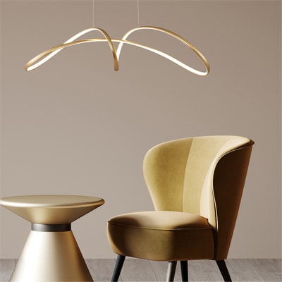 Lampa wiszaca LED złota FERMI