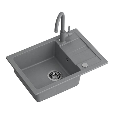 Komplet zlewozmywak QUADRON szary SMART 1K/Z/K/O 62X44 z szarą baterią