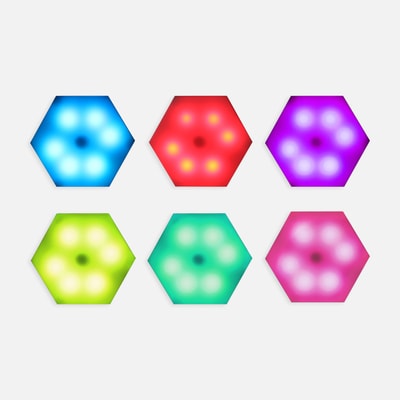 Zestaw 6 lampek gamingowych LED RGB HEXAGON z pilotem